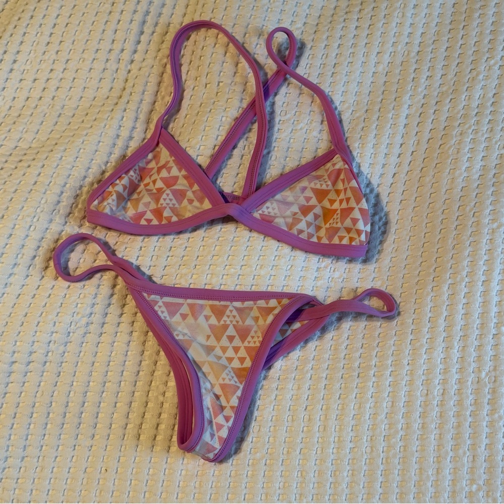 Posh Pua Pink and Orange Geometric Bikini